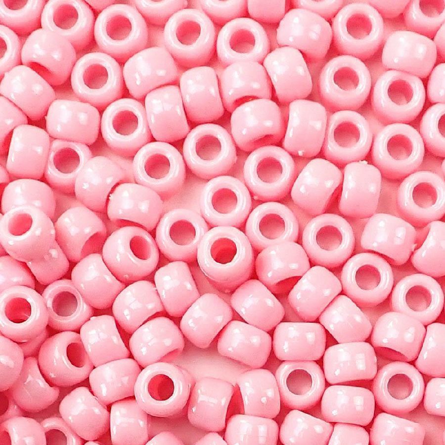 9mm Opaque Pink Pony Beads Bulk