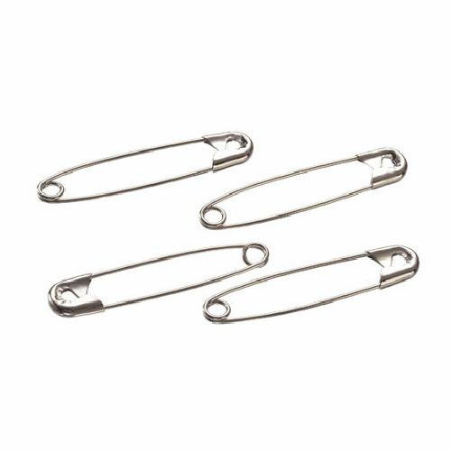 2 large silver color safety pins, 2 inch