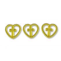 Gold Mini Cross Inside Heart Acrylic Charms Capias