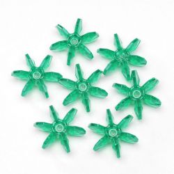 10mm Transparent Xmas Green Starflake Beads
