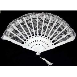6 Inch White Lace Folding Fan