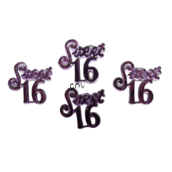 Mini Acrylic Purple Sweet 16 Sign Charm
