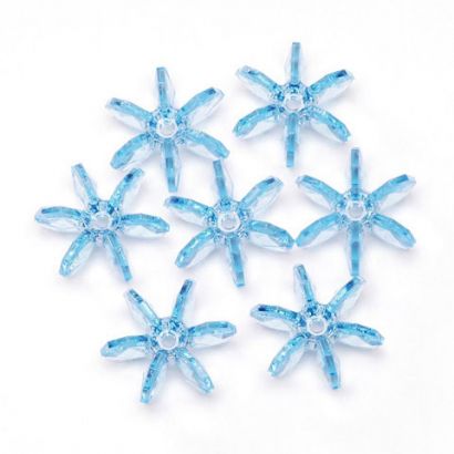 10mm Transparent Light Sapphire Starflake Plastic Beads