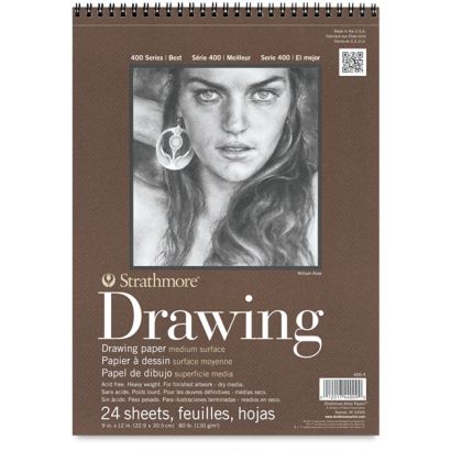 9 x 12 inch Strathmore 400 Series Drawing Paper Pad Spiral 24 Sheets