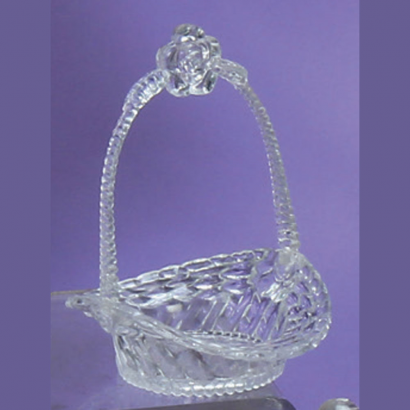 5 inch Clear Plastic Mini Basket with Flower Handle